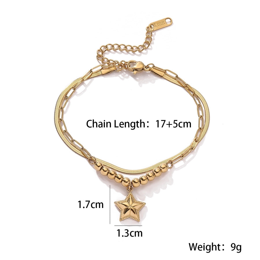 Elegant Simple Style Star Moon Conch 304 Stainless Steel snake chain Bracelets In Bulk