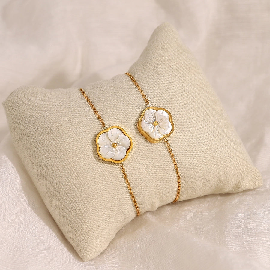 IG Style Elegant Flower 304 Stainless Steel 18K Gold Plated Acrylic Bracelets In Bulk