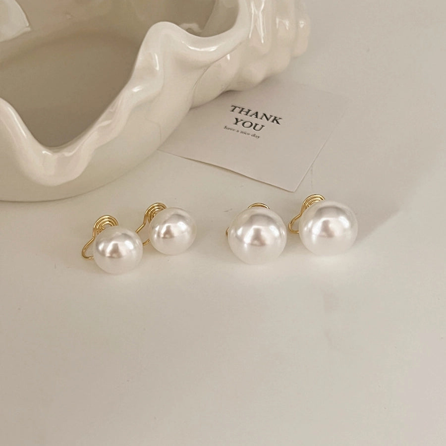 Bright Pearl silver stud earrings  new fashion mosquito coil ear clip commuter good quality earrings Korean temperament online celebrity