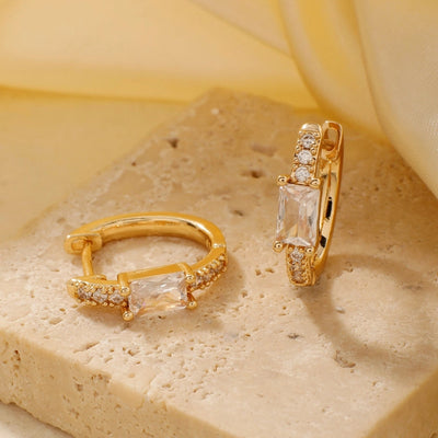 1 Pair Glam Simple Style Shiny Geometric Inlay Copper Zircon K Gold Plated Earrings