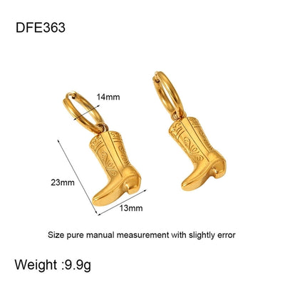 Jewelry IG Style French Style Boots 304 Stainless Steel 18K Gold Plated Plating Earrings Necklace