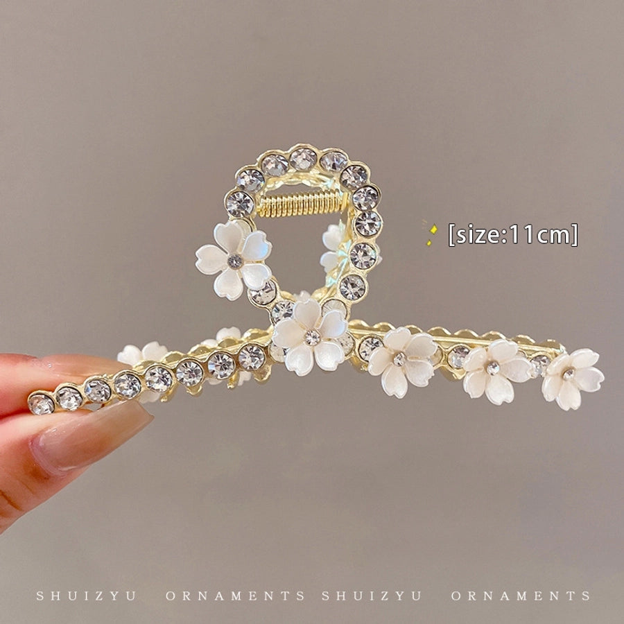 simple style solid color alloy resin hollow out hair claws