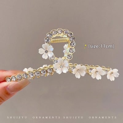 simple style solid color alloy resin hollow out hair claws