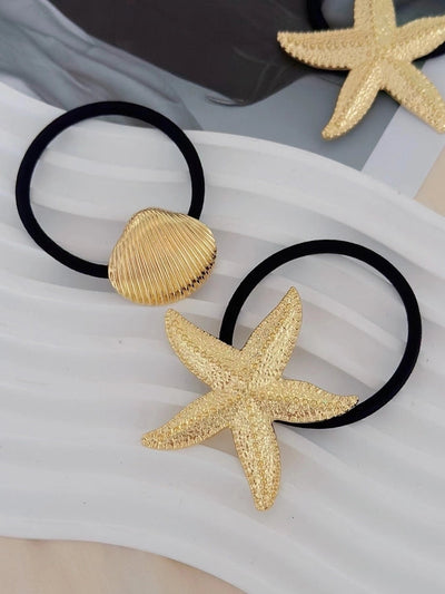 Women's Marine Style Simple Style Starfish Solid Color Shell Alloy Hair Tie