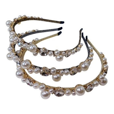 korean pearl wrapped full drill headband