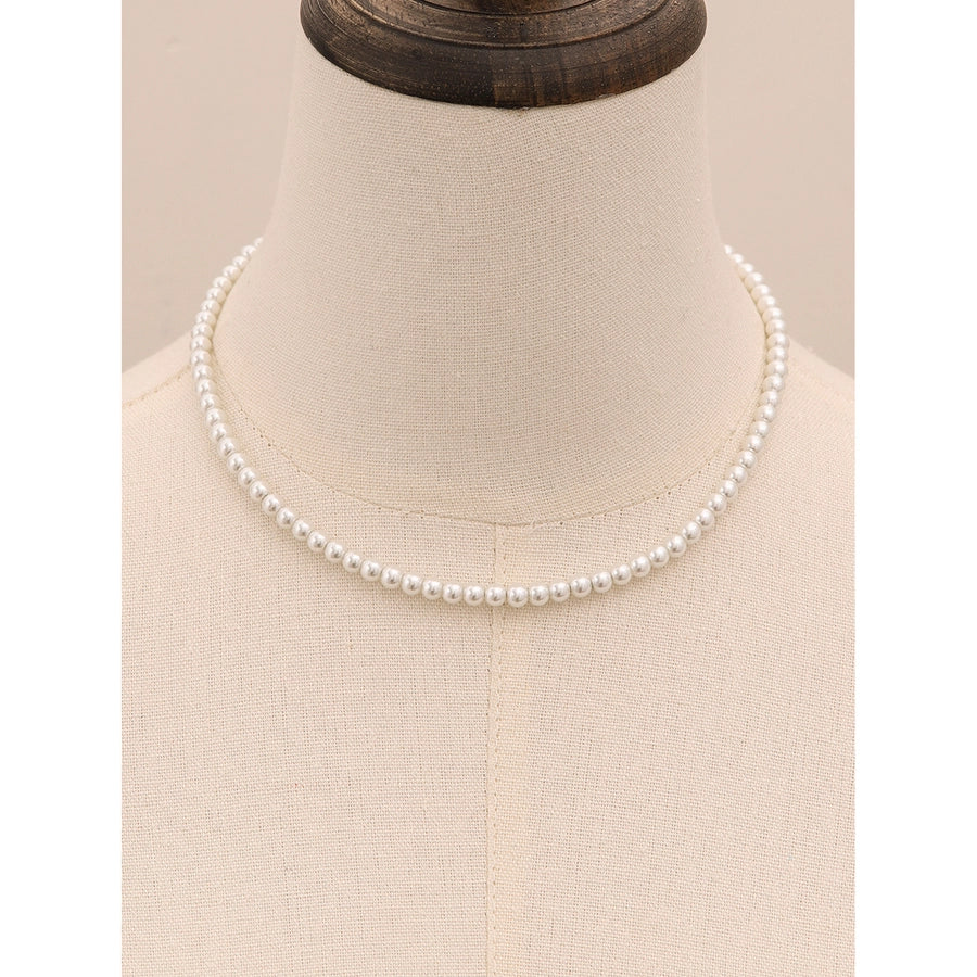 Jewelry Simple Style Classic Style Round 304 Stainless Steel Glass Pearl Beaded Necklace