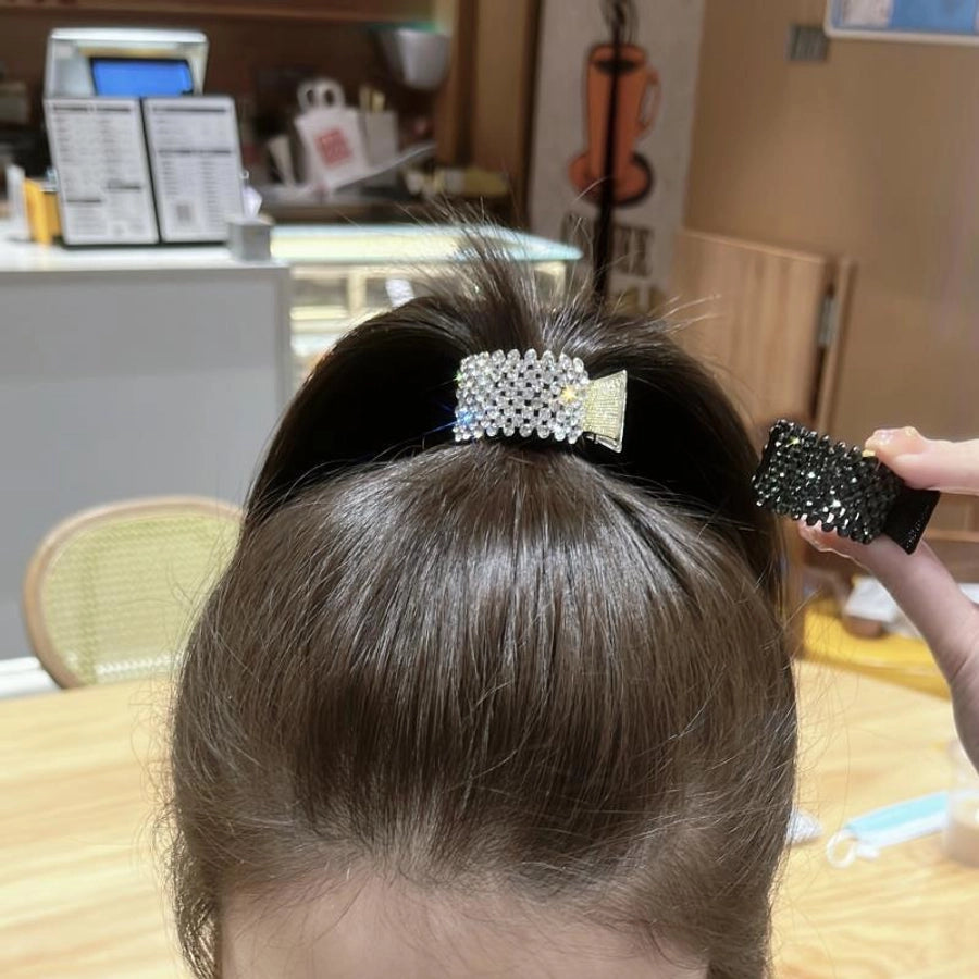 fashion simple style geometric metal inlay artificial pearls rhinestones hair buckle