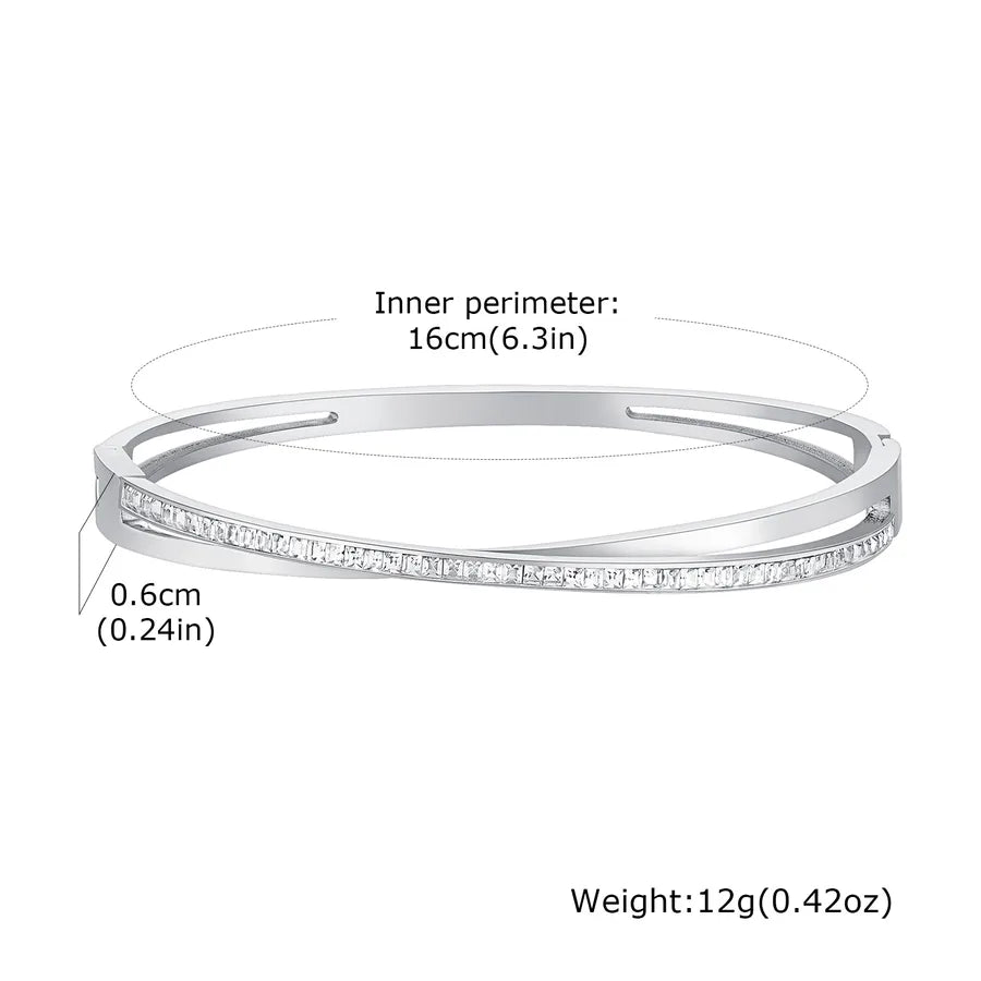 Simple Style Geometric 304 Stainless Steel Zircon Bangle In Bulk