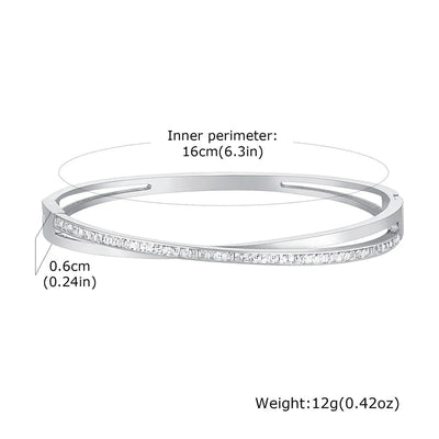 Simple Style Geometric 304 Stainless Steel Zircon Bangle In Bulk