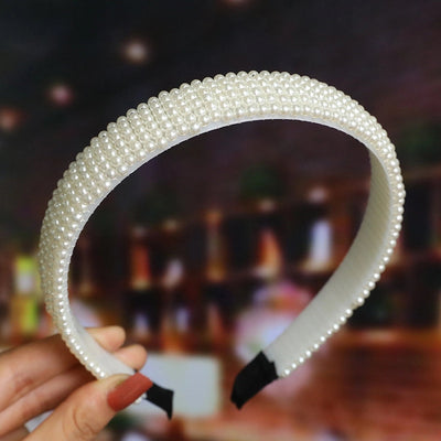 women's fashion waves alloy inlay artificial pearls headwear