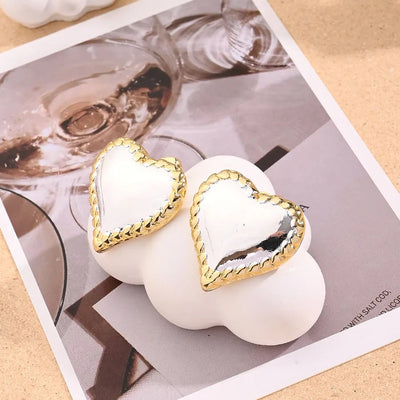 1 Pair/Package Casual Vacation Modern Style Heart Shape Horseshoe Buckle Handmade Polishing Plating Copper 18K Gold Plated Silver Plated Ear Studs
