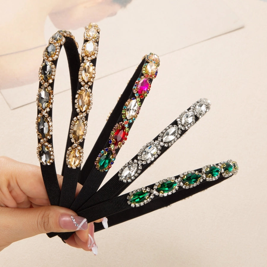 ig style shiny oval cloth inlay rhinestones hair band