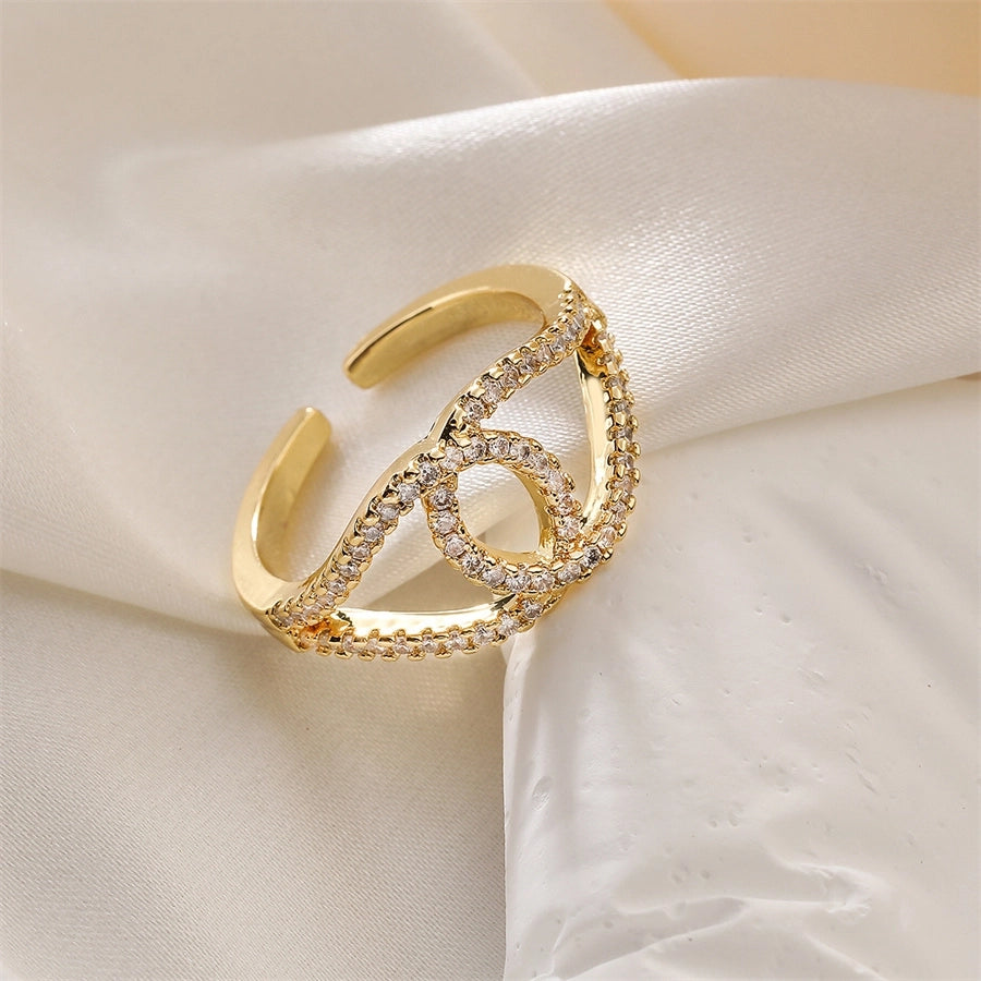 Copper Inlay Heart Shape Zircon Open Rings