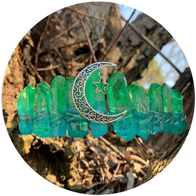 retro star moon crown alloy natural crystal crown