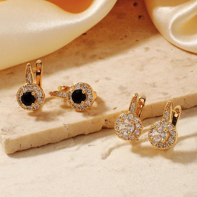 1 Pair Glam Shiny Korean Style Round Inlay Copper Zircon K Gold Plated Rhodium Plated Ear clip