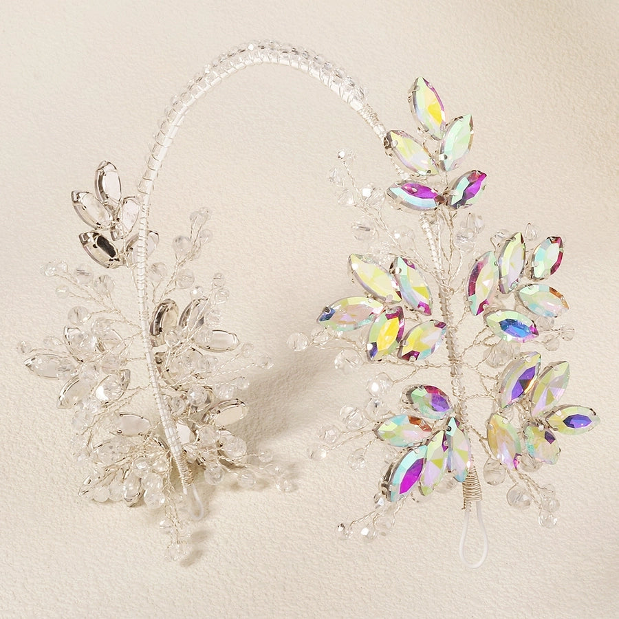 Women's Elegant Shiny Leaf Alloy Inlay Rhinestones Hair Band