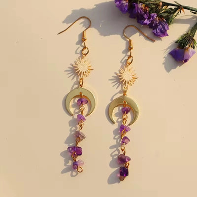 1 Pair Simple Style Shiny Irregular Moon Crystal Drop Earrings