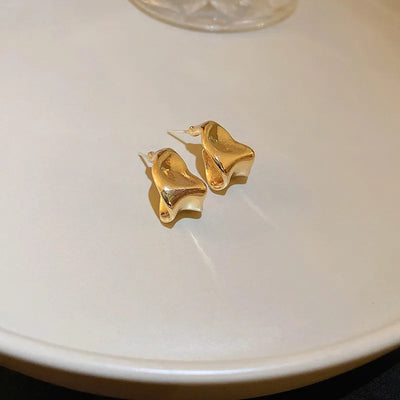 retro c shape solid color metal plating women's earrings 1 pair