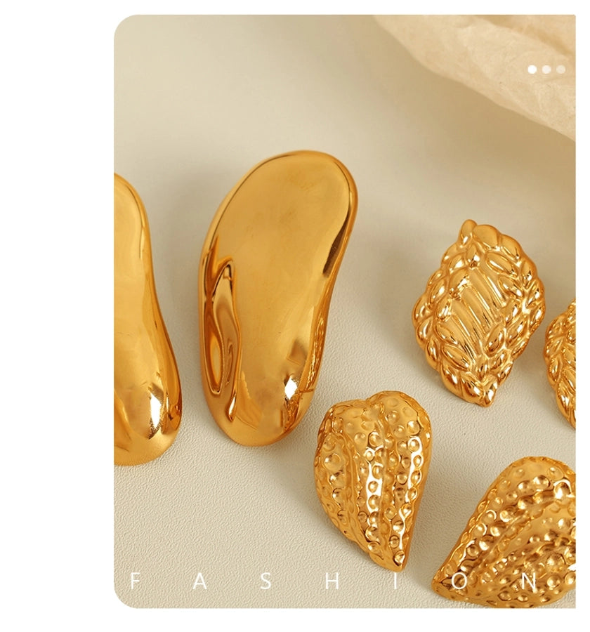 1 Pair IG Style Retro Geometric Polishing Plating 304 Stainless Steel 18K Gold Plated Ear Studs
