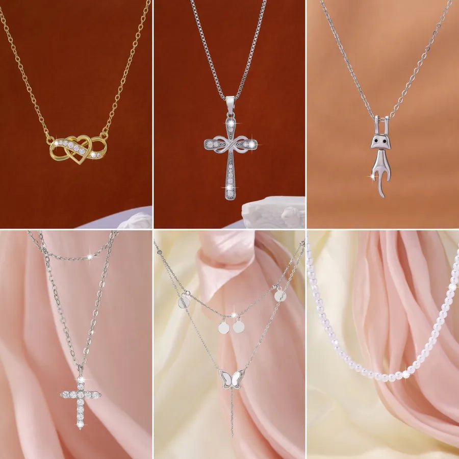 Elegant Animal Cross Butterfly Copper Alloy Pendant Necklaces Wholesale
