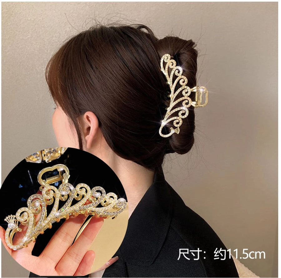 fashion flower metal plating artificial rhinestones hair claws 1 piece