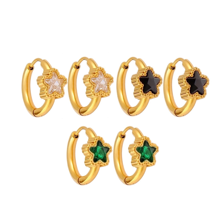 1 Pair Simple Style Commute Pentagram 304 Stainless Steel 316 Stainless Steel  Rhinestones 18K Gold Plated Earrings