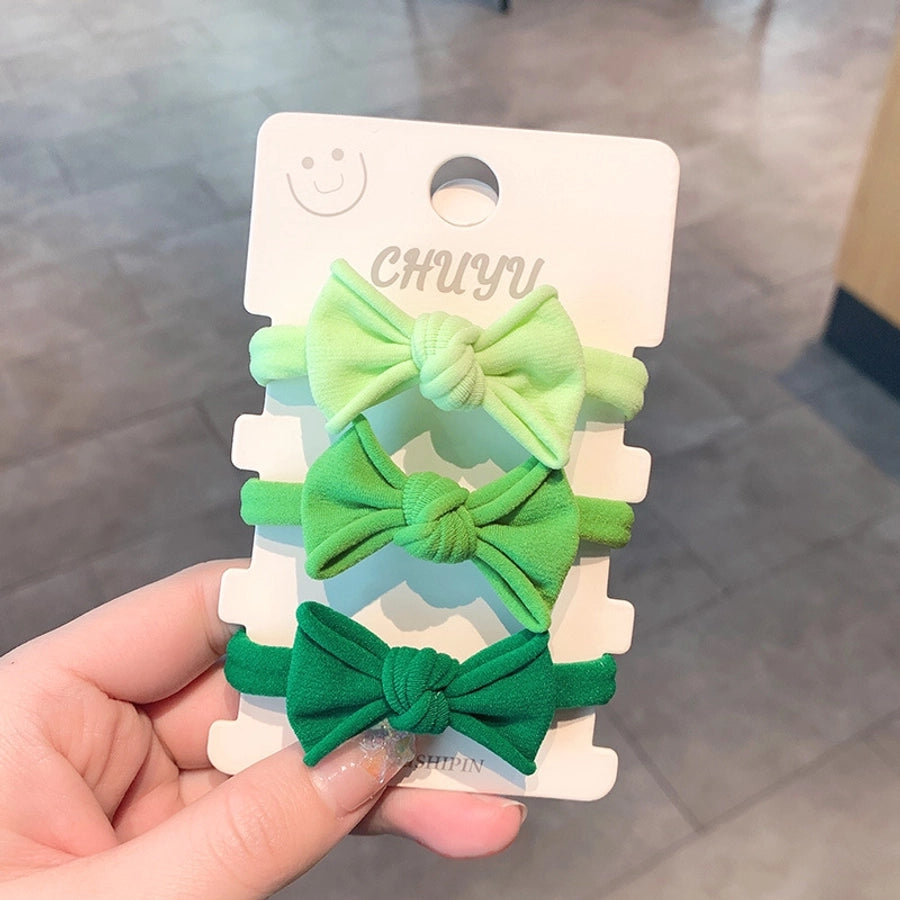 cute rainbow fluorescent solid color bow tie ponytail head rope set