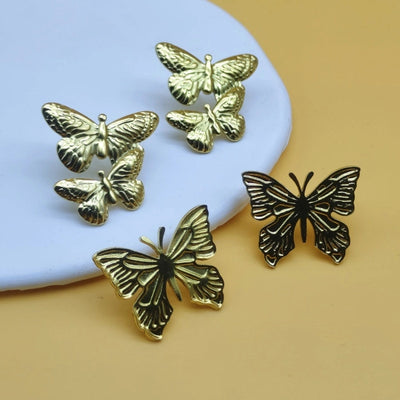 1 Pair Retro Classic Style Butterfly 304 Stainless Steel 18K Gold Plated Ear Studs