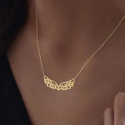 Wholesale Jewelry Simple Style Classic Style Wings 201 Stainless Steel 304 Stainless Steel Pendant Necklace cable chain