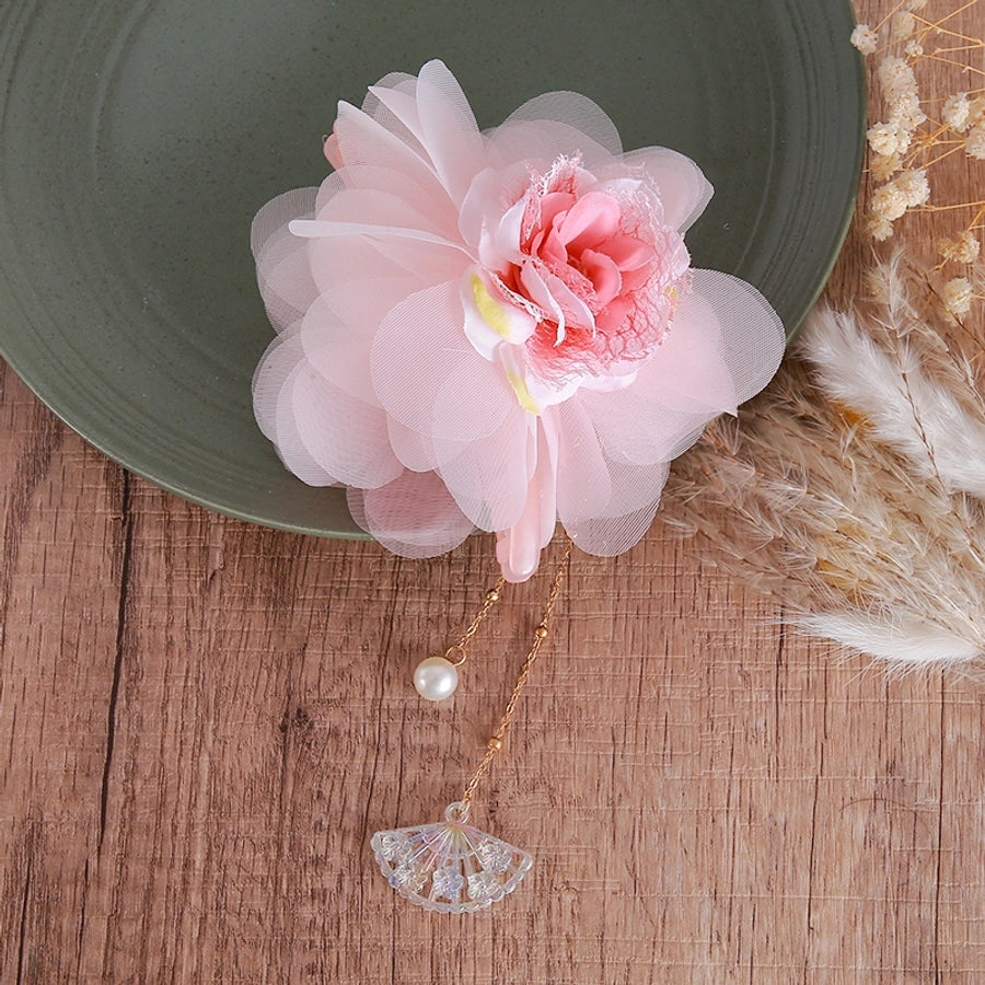 Women's Sweet Simple Style Classic Style Rose Organza Acetic acid sheets Hair Claws