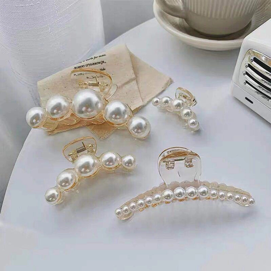 elegant geometric arylic imitation pearl hair claws 1 piece