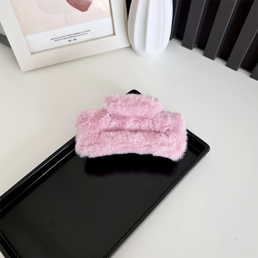 Women's Simple Style Solid Color PC Plush Hair Claws