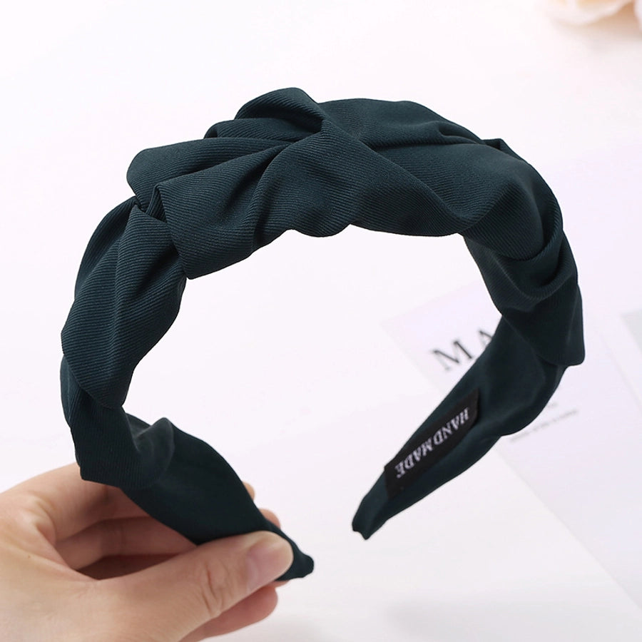 sweet solid color cloth pleated hair band