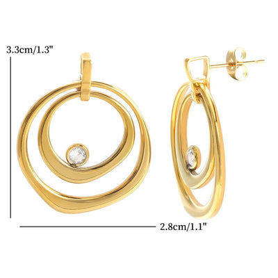 Jewelry Elegant Simple Style Round 304 Stainless Steel Plating Earrings Necklace