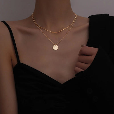 Jewelry Casual Simple Style Round Letter Titanium Steel Double Layer Necklaces