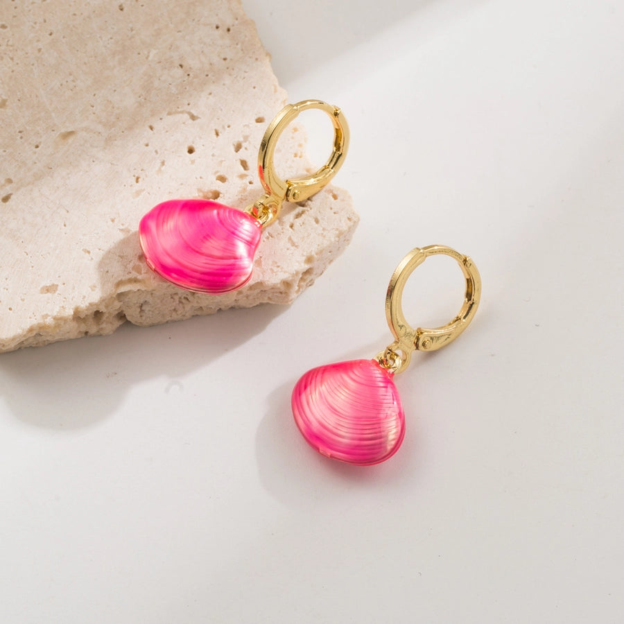1 Pair Elegant Vacation Starfish Shell Copper 18K Gold Plated Drop Earrings
