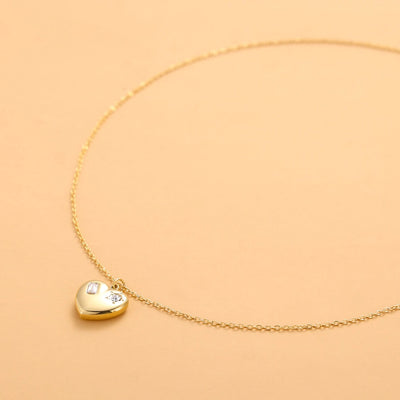 Jewelry Simple Style Heart Shape 304 Stainless Steel Zircon 18K Gold Plated Pendant Necklace
