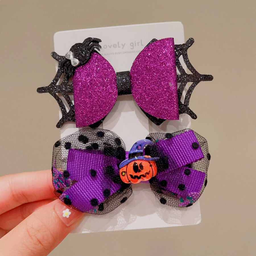 Halloween Cute Funny Women's Pumpkin Cat Bow Knot Hair Clip