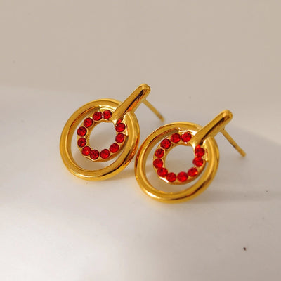1 Pair Elegant Geometric 304 Stainless Steel Zircon Ear Studs