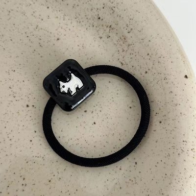 Korean Style New High-Grade Design Bear Puppy Necklace Square Rubber Band Tie Ponytail Hair String Headdress High Elasticity High Quality  Hair Accessories