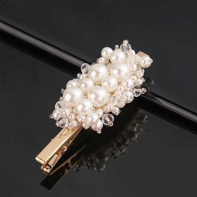 simple style geometric bow knot imitation pearl alloy plastic hair clip 1 piece