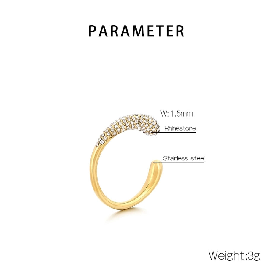 Jewelry Vintage Style C Shape 304 Stainless Steel 18K Gold Plated Open Rings