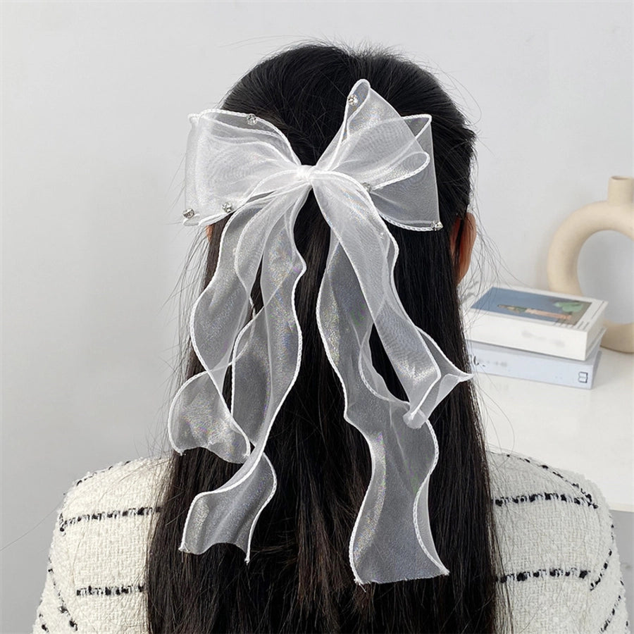 women's sweet solid color bow knot cloth hair clip