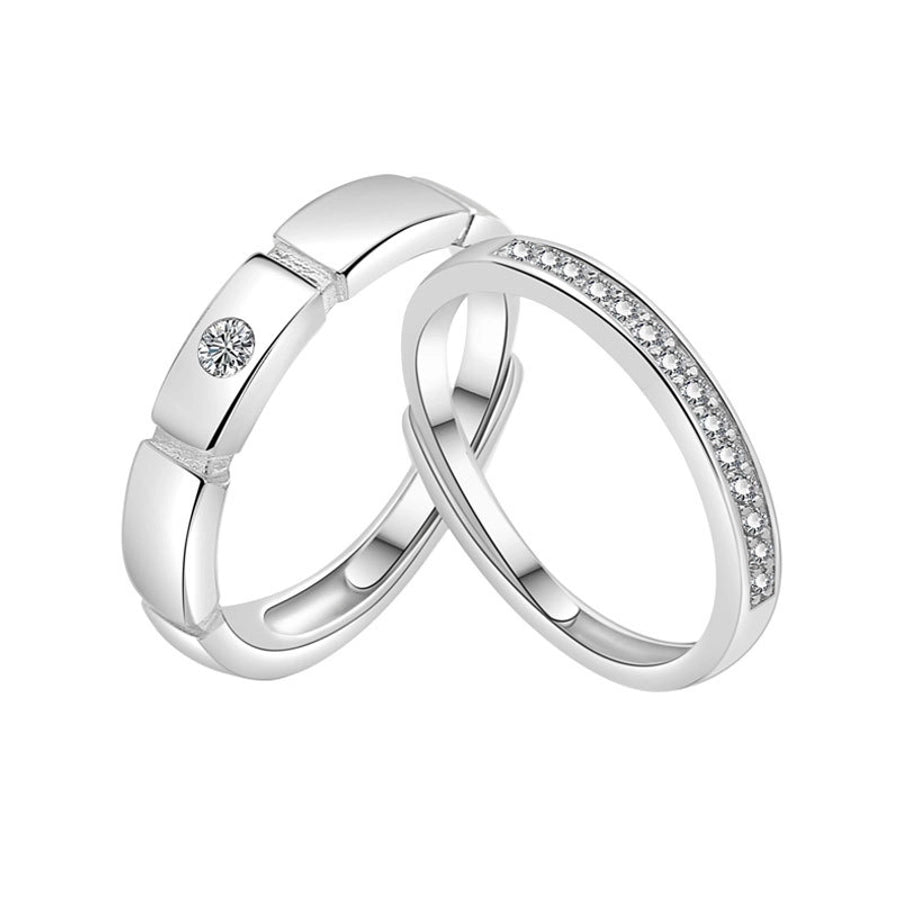 New cube sugar fall in love couple ring personality paper short love long men and women zircon open couple ring