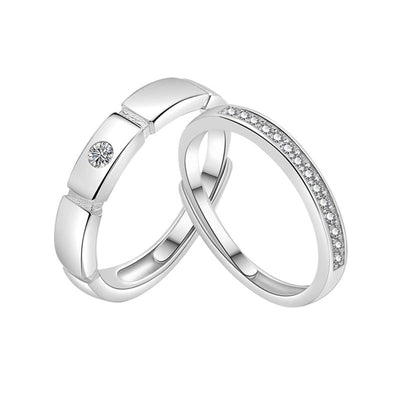 New cube sugar fall in love couple ring personality paper short love long men and women zircon open couple ring