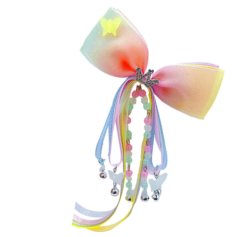 girl's fairy style princess bow knot cloth hair clip