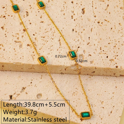 Jewelry Elegant Classic Style Geometric Quadrilateral Square 304 Stainless Steel Artificial Rhinestones 18K Gold Plated Plating Inlay Bracelets Necklace Jewelry Set