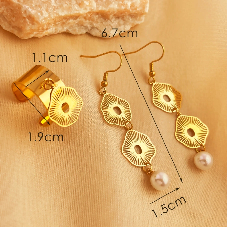 Jewelry Retro Bow Knot 304 Stainless Steel Gold Plated Plating Rings Earrings Jewelry Set