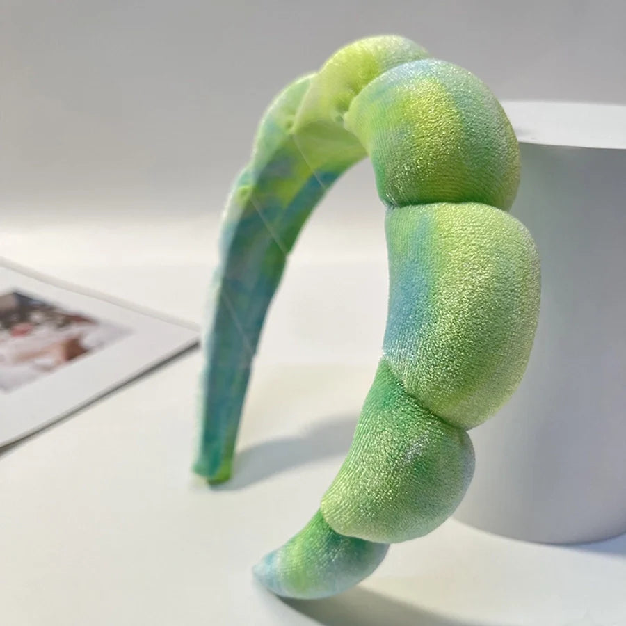 lady streetwear color block sponge hair band