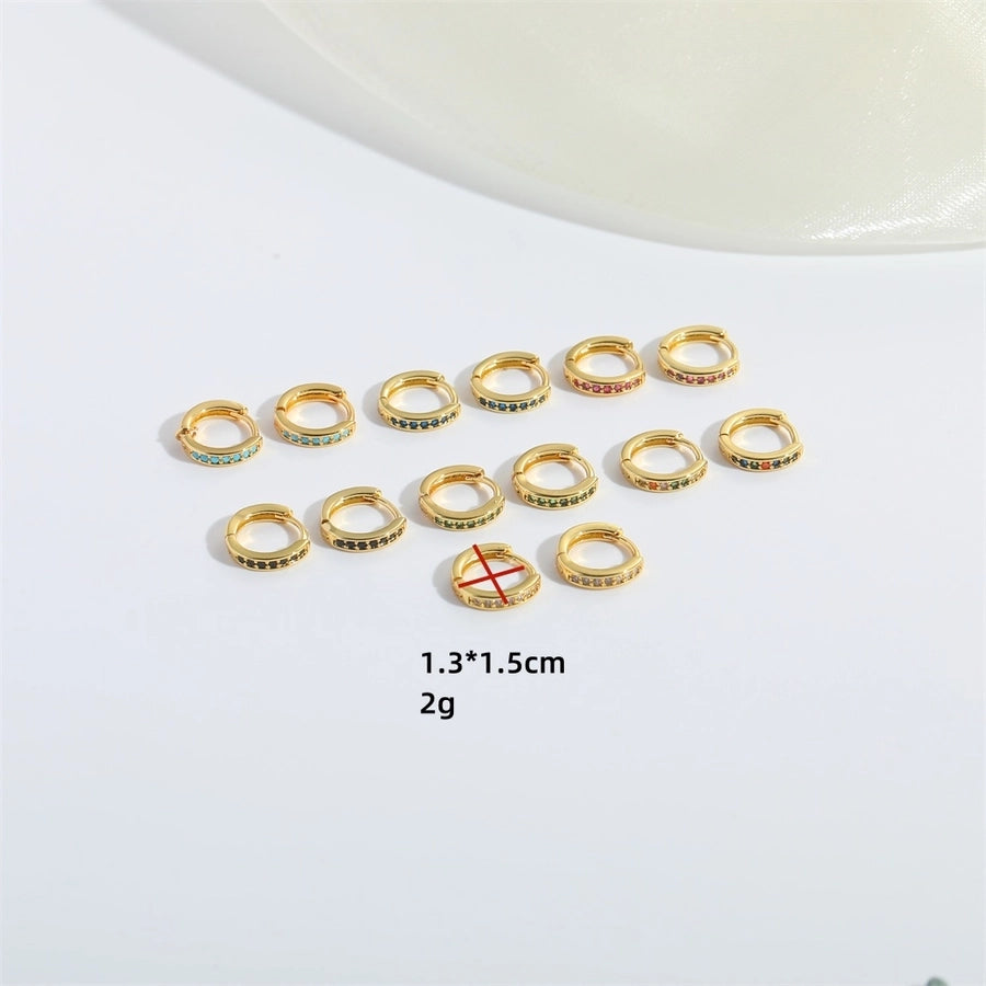 1 Pair Elegant Simple Style Commute Geometric Copper Zircon 14K Gold Plated Earrings